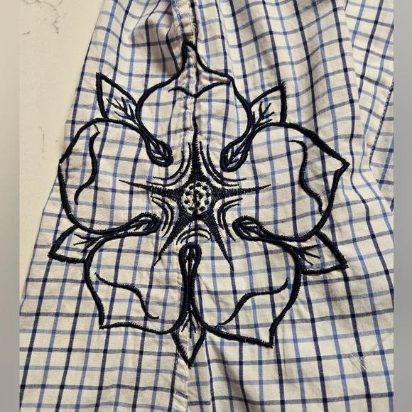 English Laundry Christopher Wicks Embroidered Button Shirt Men Size M Flip Cuff